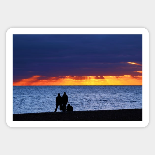 Brighton Beach - Watching the sunset. Sticker by JohnDalkin